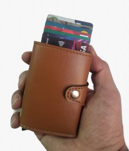 RFID Korumalı Para Bölmeli Mekanizmalı Deri Cüzdan Kartlık para bölmeli - Görsel 2