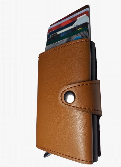 RFID Korumalı Para Bölmeli Mekanizmalı Deri Cüzdan Kartlık para bölmeli